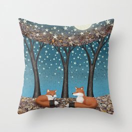 starlit foxes Throw Pillow