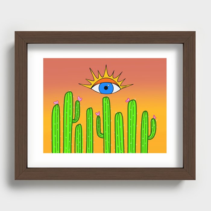 Hot cactus Recessed Framed Print