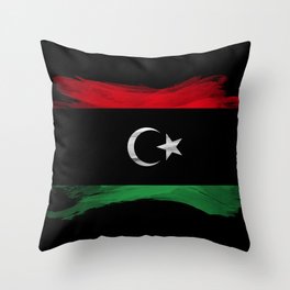 Libya flag brush stroke, national flag Throw Pillow