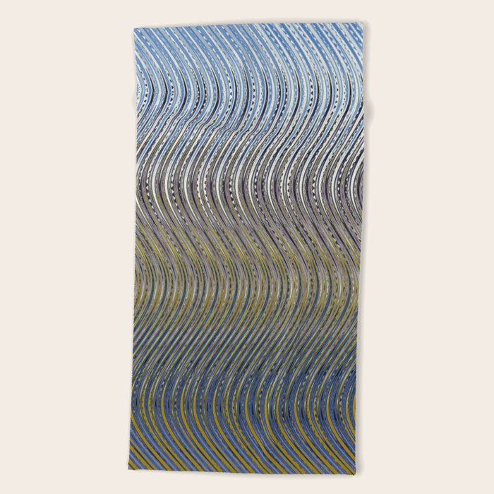 Beautiful Wavy Line Pattern In Eath Tones Beach Towel