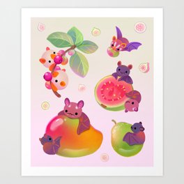  Fruit and bat - pastel Art Print