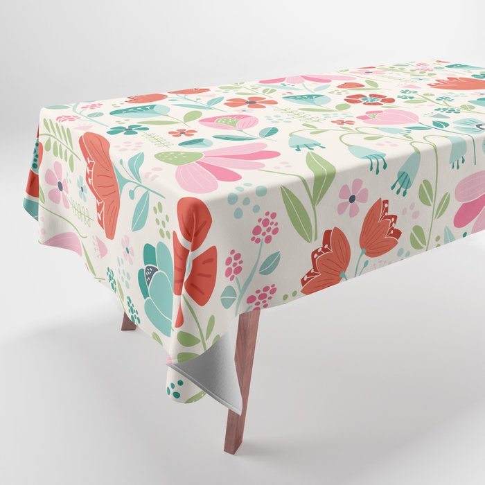 Wildflower Meadow on Cream Tablecloth