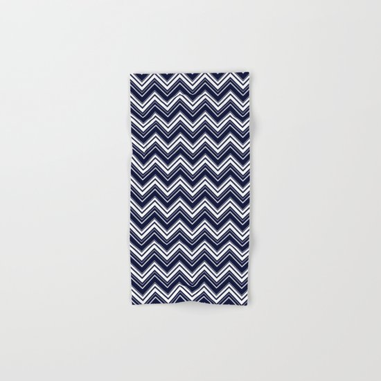 Maritime pattern- chevron - white and darkblue Hand & Bath Towel
