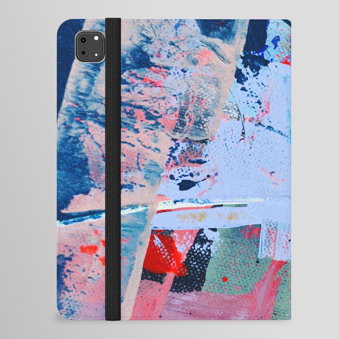 Days go by: a vibrant abstract contemporary piece in red, blue and pink by Alyssa Hamilton Art iPad Folio Case
