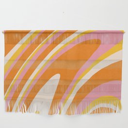 Orange Pink Groovy Wavy Retro 70s Abstract Swirl Wall Hanging