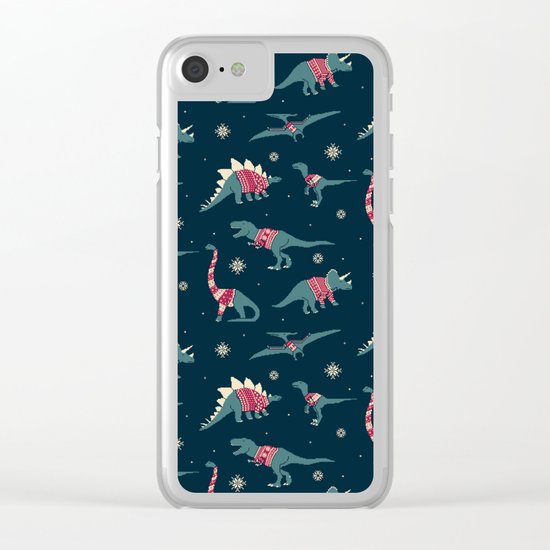 Dinos In Sweaters Clear iPhone Case