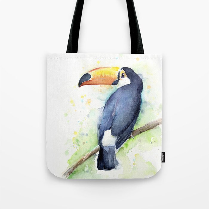 Toucan Tropical Bird Watercolor Tote Bag