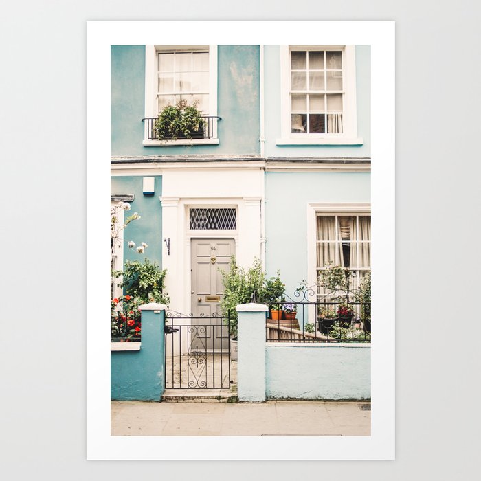 Blue House Facade - Entrance Door - Notting Hill London UK Art Print