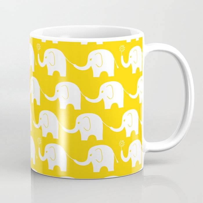 Elephant Parade on Yellow Coffee Mug