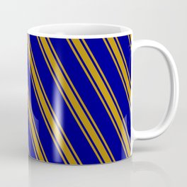 [ Thumbnail: Blue & Dark Goldenrod Colored Lines Pattern Coffee Mug ]