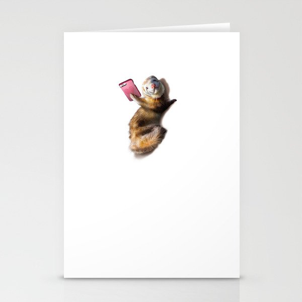 Smiling Ferret Selfie Funny Stationery Cards