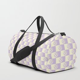 Smiley Faces On Checkerboard (Yellow Beige & Lilac)  Duffle Bag