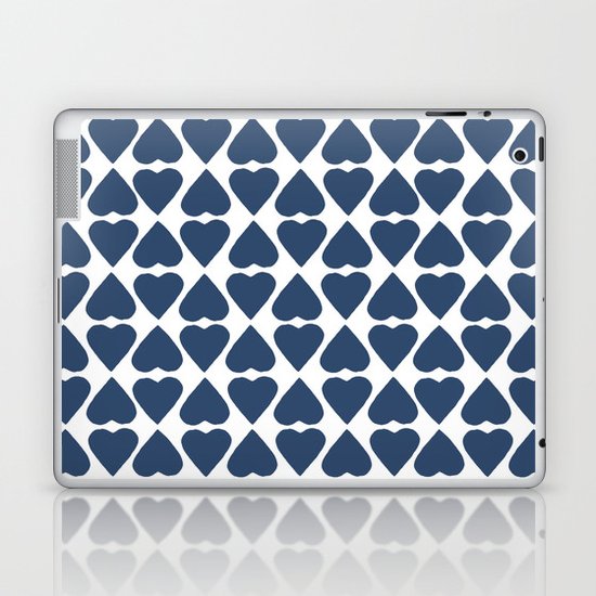 Diamond Hearts Repeat Navy Laptop & iPad Skin
