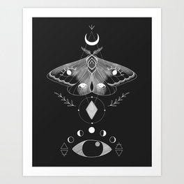 Metaphys Moth - Black Art Print