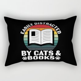 Easily Distracted By Cats & Books Rectangular Pillow