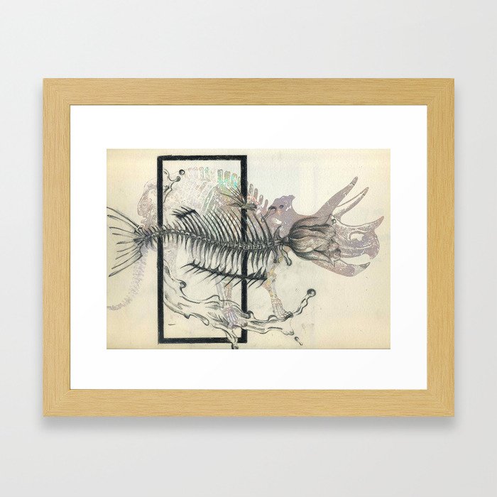 rose-Fish-bone dinosaur Framed Art Print