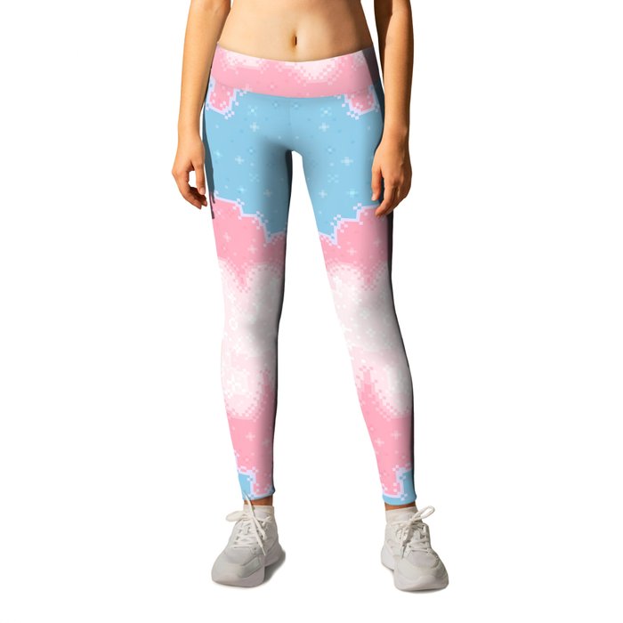Trans Pride Flag Galaxy Leggings by Sarajea Society6
