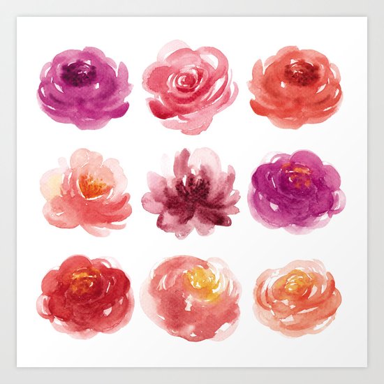 Watercolor flowers Art Print