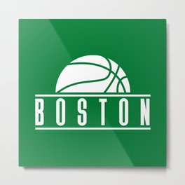 Boston basketball modern logo green Metal Print