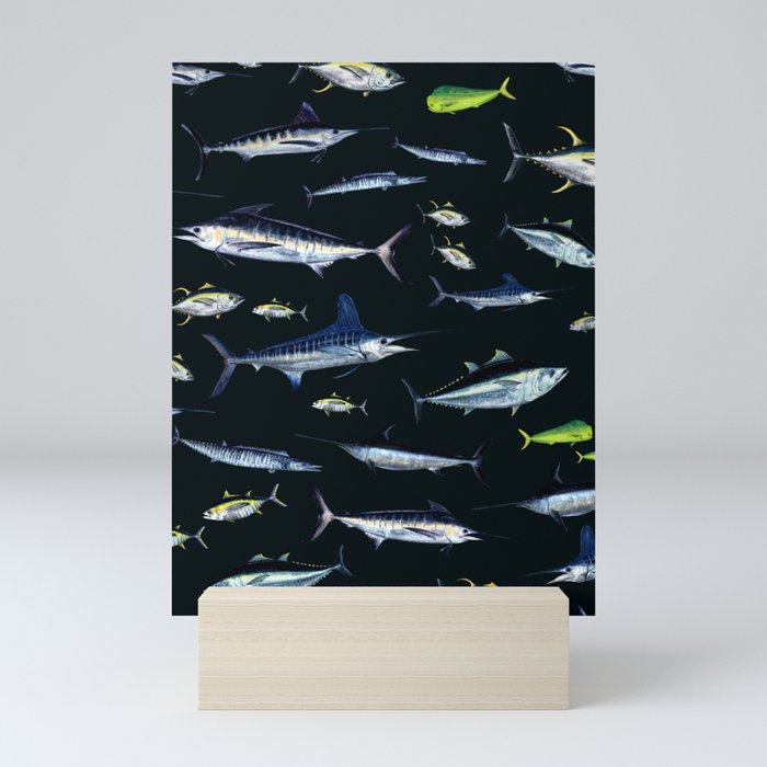 Fish Mix: Vol. 2 Night Vision- wahoo, bigeye, yellowfin, bluefin tuna, blue marlin, white marlin, mahi-mahi, swordfish Mini Art Print