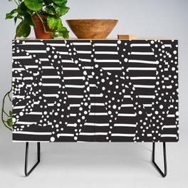 Spots and Stripes 2 - White on Black Credenza