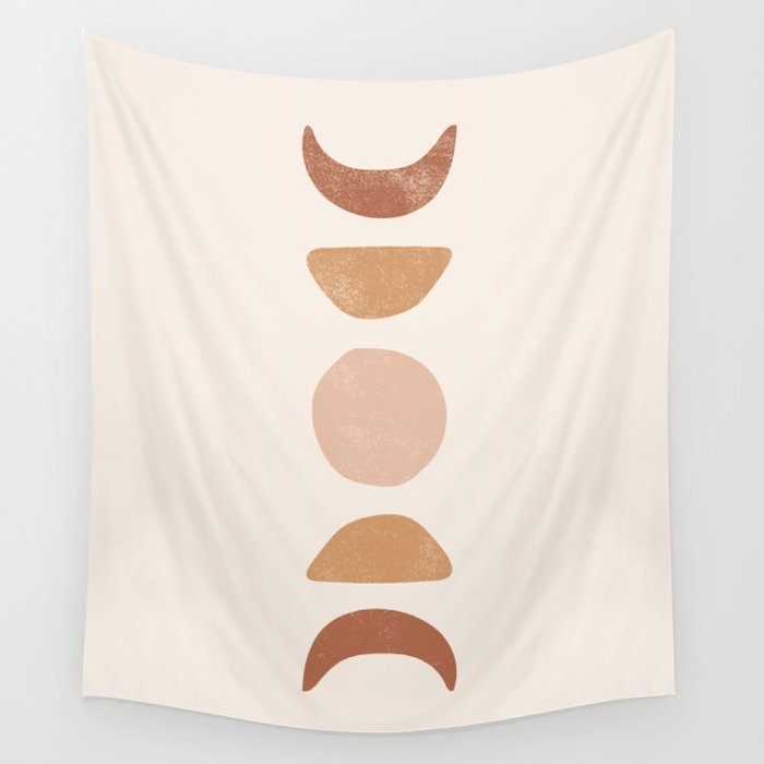 Earth Tone Moon Cycle Wall Tapestry