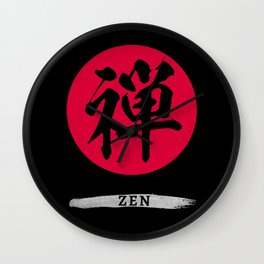 Japanese Calligraphy of Kanji Symbol Zen on Black Wall Clock