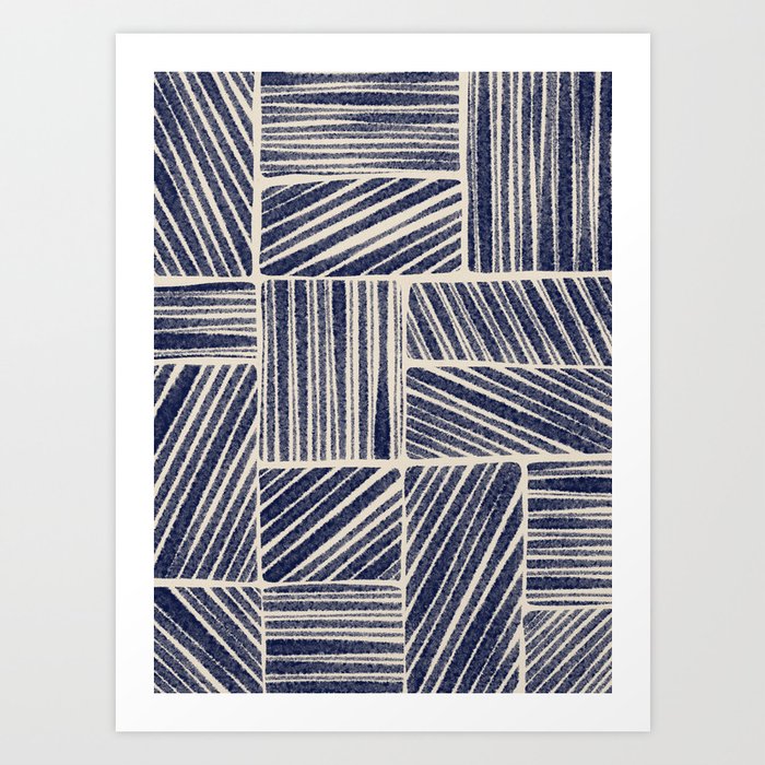 Navy Blue Striped Pattern #3 Art Print