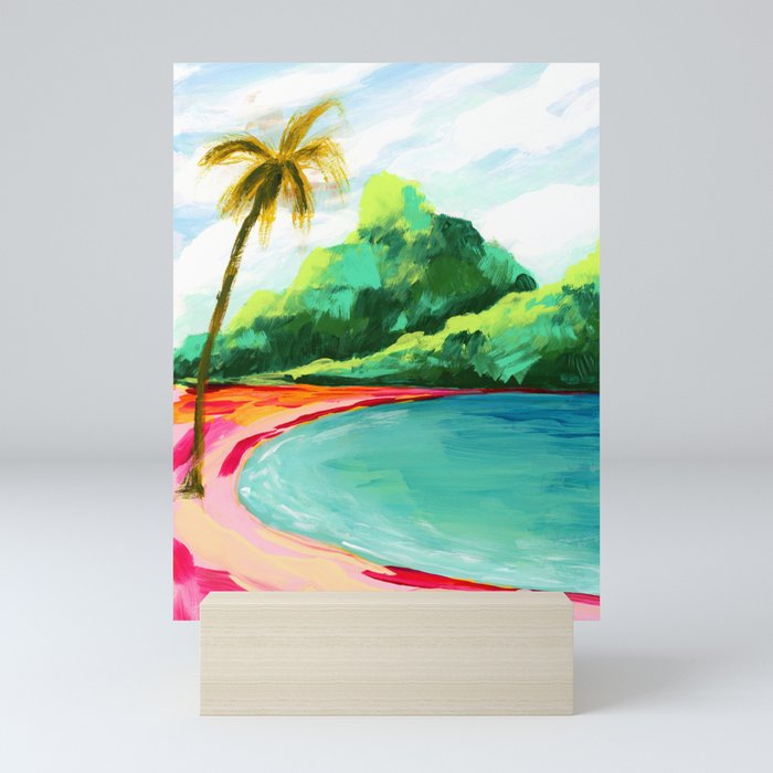 Hawaiian Volcano Palm Tree Beach Wall Art Print Vertical Mini Art Print