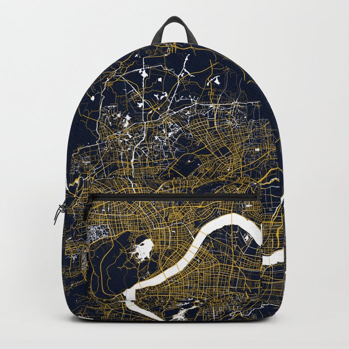 Hangzhou City Map of Zhejiang, China - Gold Art Deco Backpack