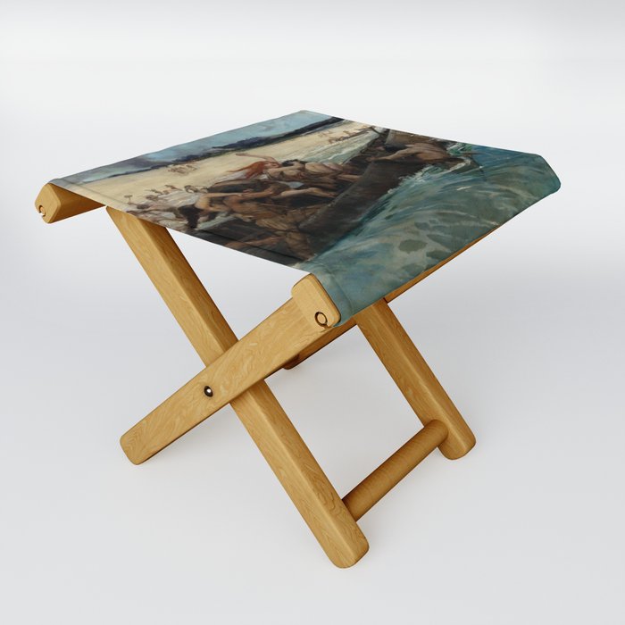 Viking raiders vintage ainting Folding Stool