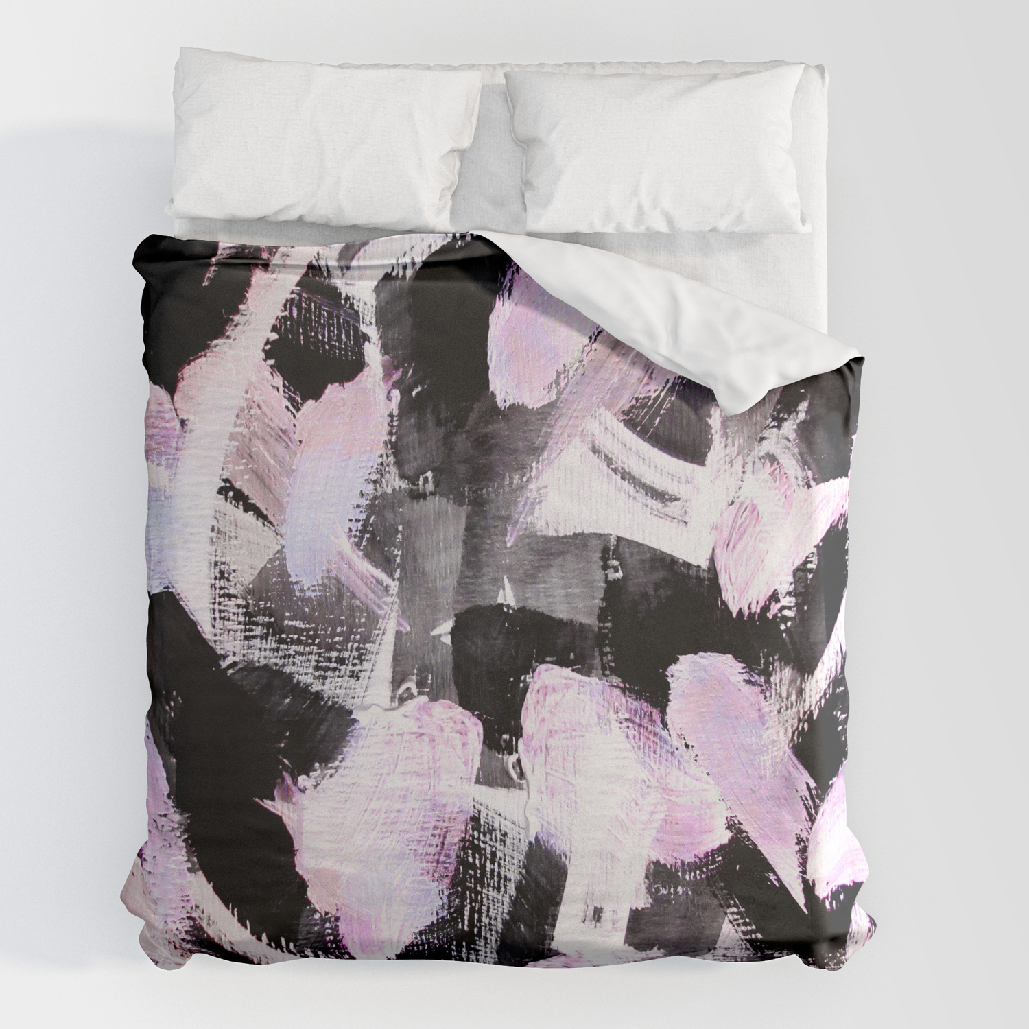Abstract Painting Duvet Cover, Hot Pink And Black Duvet Cover