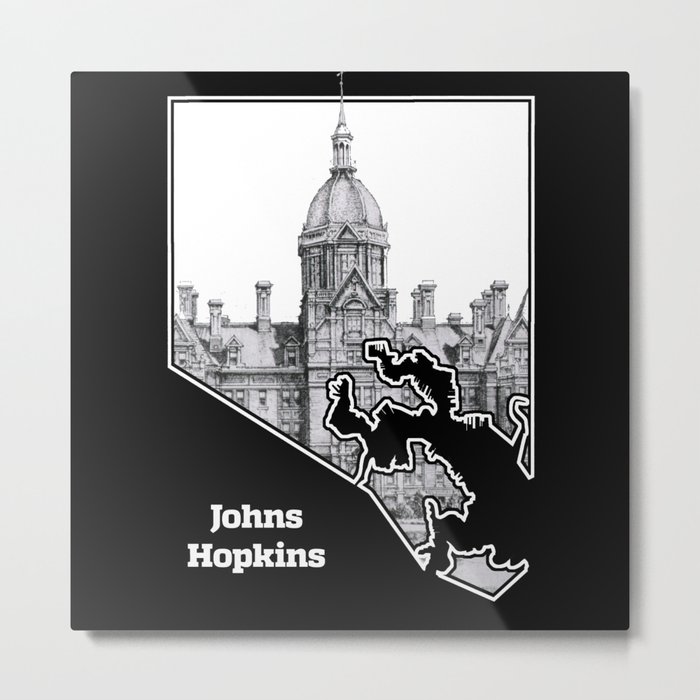 Johns Hopkins Hospital Etching Metal Print