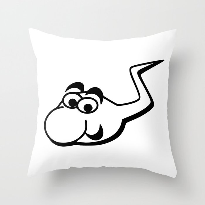 Cute and funny spermatozoide cartoon Throw Pillow by Pixxart | Society6