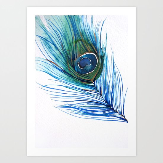 Peacock Feather I Art Print by Christine Lindstrom | Society6