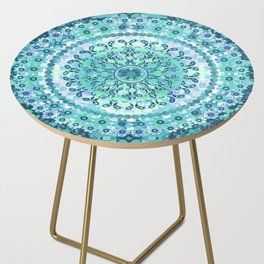 Aqua Mosaic Mandala Side Table