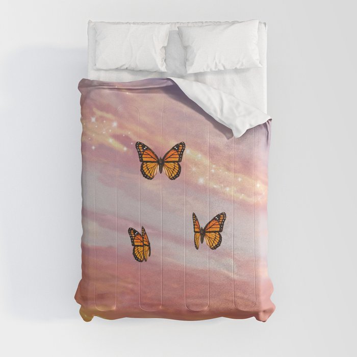 Butterfly Sunset Aesthetic Comforter