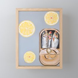 tinned sardines and lemon Framed Mini Art Print