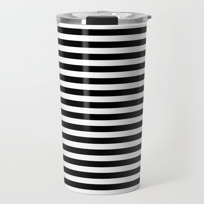Striped Black and White Travel Mug