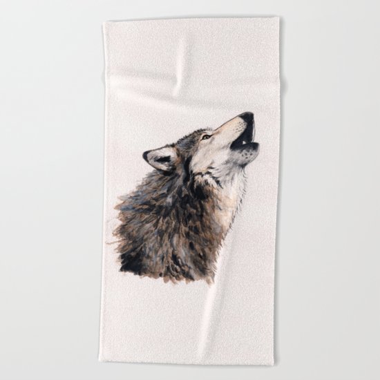 Grey wolf Beach Towel