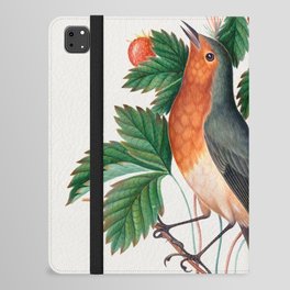 European robin and wild strawberry from the Natural History Cabinet of Anna Blackburne iPad Folio Case