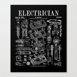 Electrician Electrical Worker Tools Vintage Patent Print Canvas Print