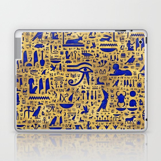 Egyptian hieroglyphic Lapis Lazuli and Gold Laptop & iPad Skin