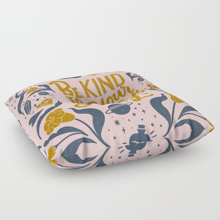 'Be Kind To Yourself' Typography Quote Floor Pillow