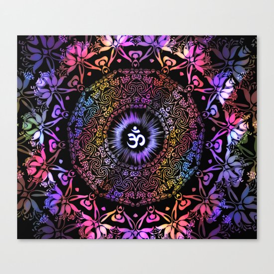 Dark Radiant Om Mandala Canvas Print