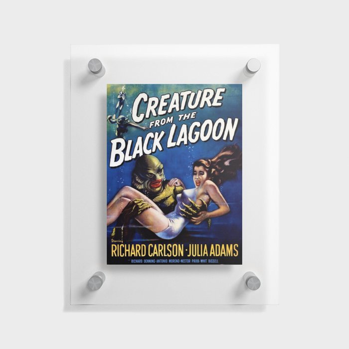 Vintage Creature from the Black Lagoon horror movie lobby theatrical poster card No. 1 blue Floating Acrylic Print
