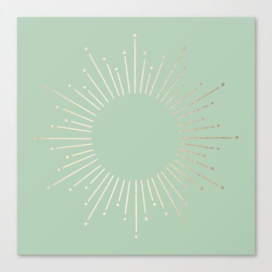 Simply Sunburst in Pastel Cactus Green Canvas Print