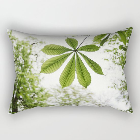 Green Spring Leaf Rectangular Pillow