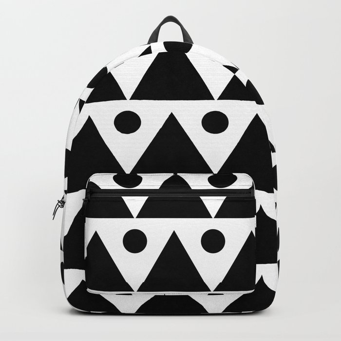 Dots & Triangles - Black & White Abstract Repeat Vector Pattern Backpack