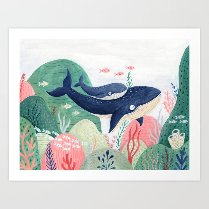 Humpback Whale and Calf Whale Art Print